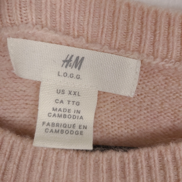 H&M Fine-Knit Sweater Sage Green Colorblock - Picture 4 of 8